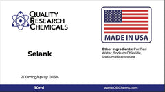 QUALITY RESEARCH CHEMICALS Selank 0.16% solution image highlighting formulation clarity.