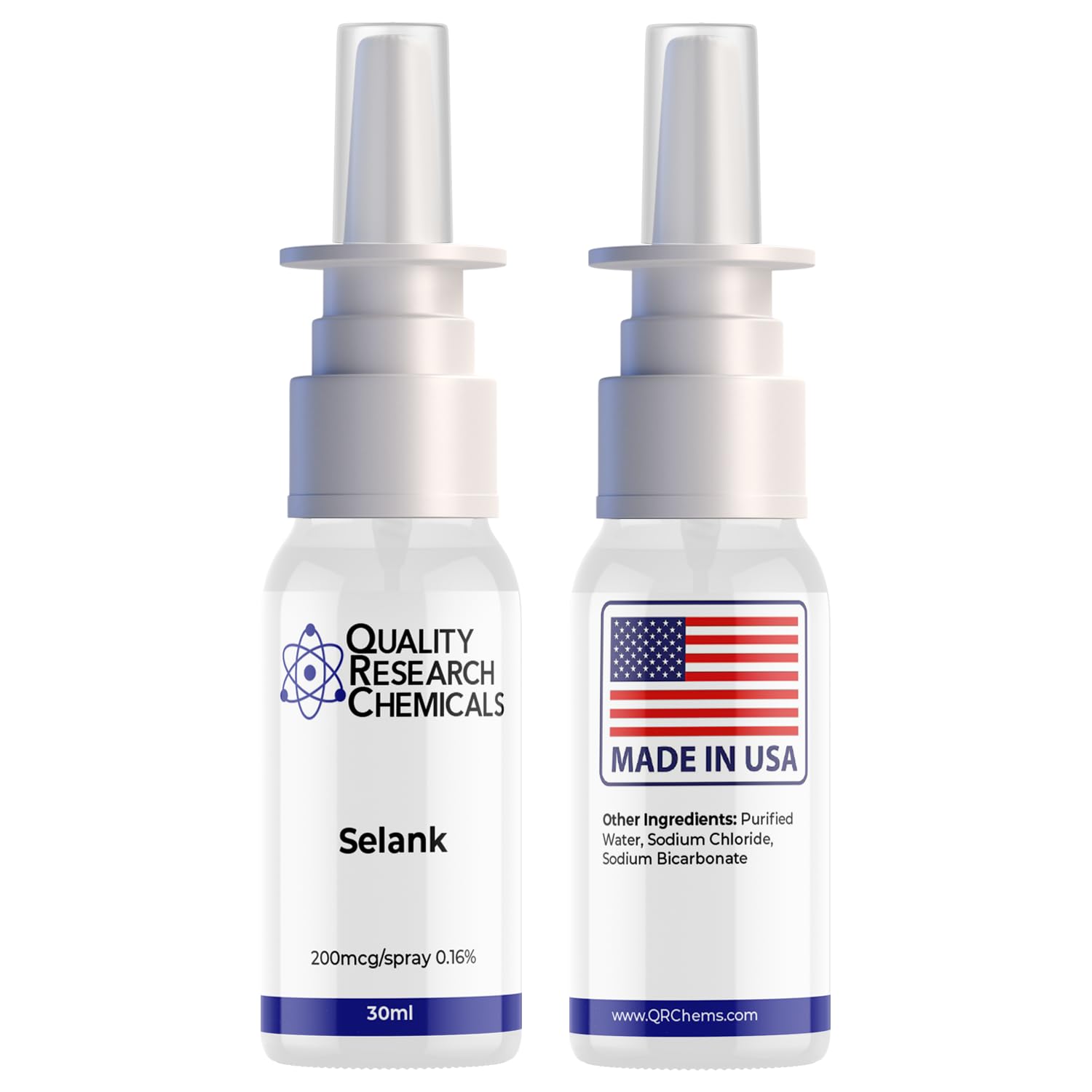 QUALITY RESEARCH CHEMICALS Selank spray nozzle close-up indicating smooth, even distribution.