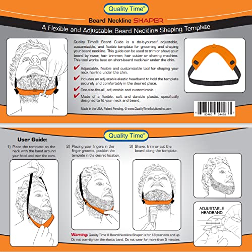 Quality Time beard-neckline shaper user guide with illustrations eases DIY grooming.
