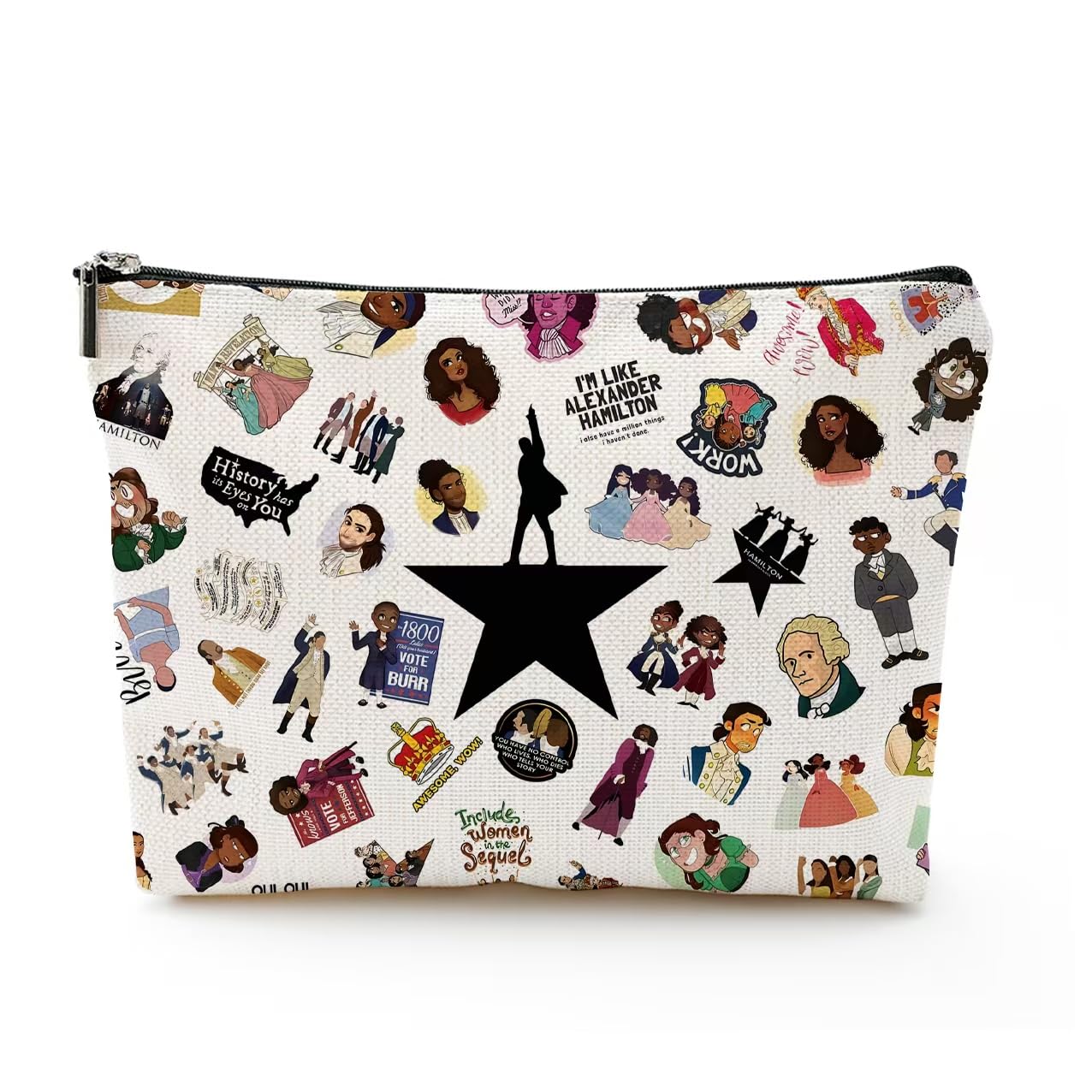 QualityLife Bolsito musical Hamilton frontal, ideal para maquillaje y accesorios.