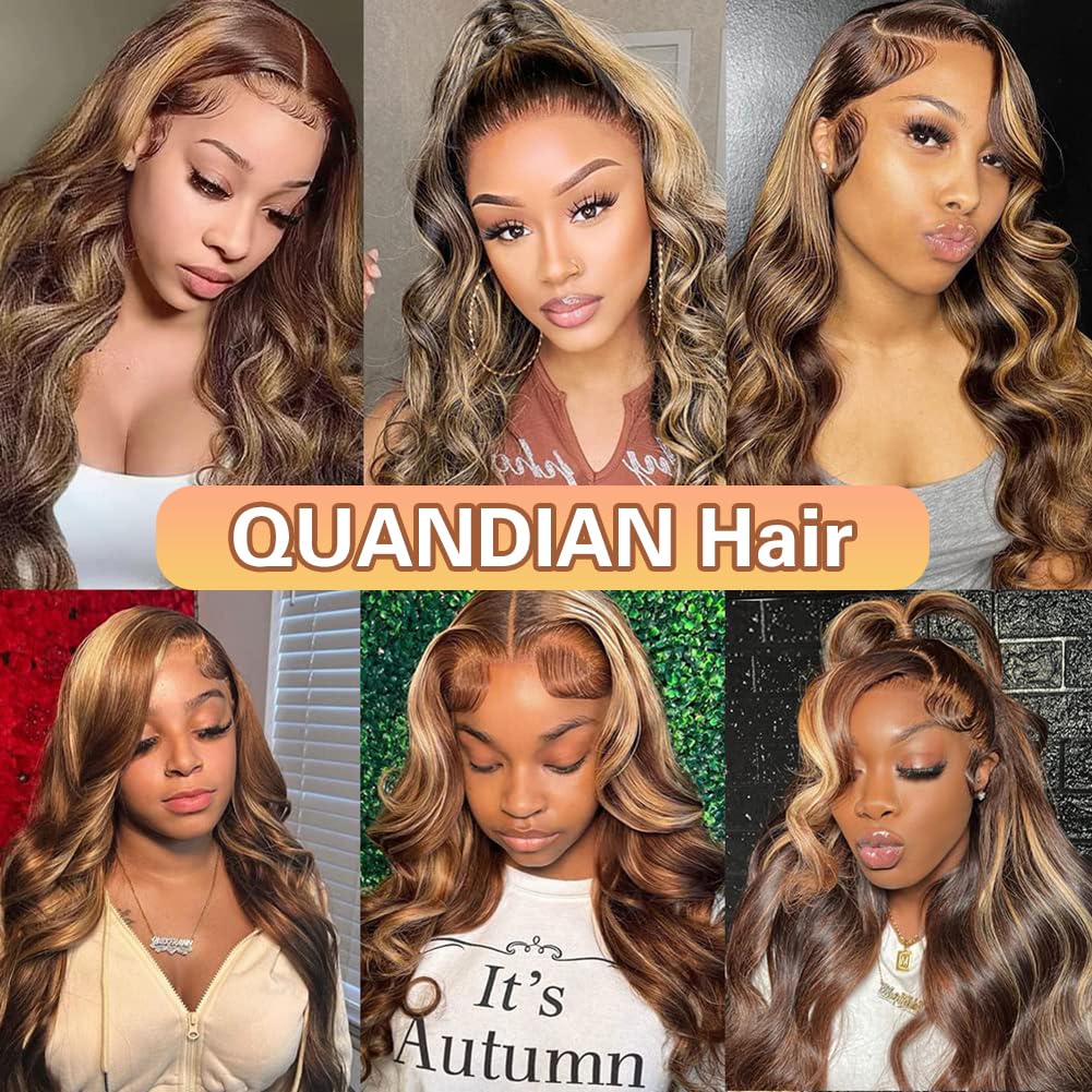 QUANDIAN glueless cap design with adjustable straps for comfortable wear.