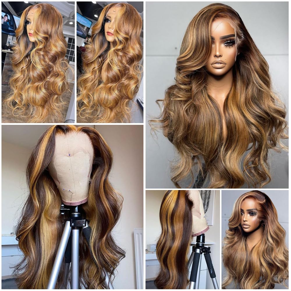 QUANDIAN honey-blonde P4/27 HD lace-front wig adds bright sunlit color.