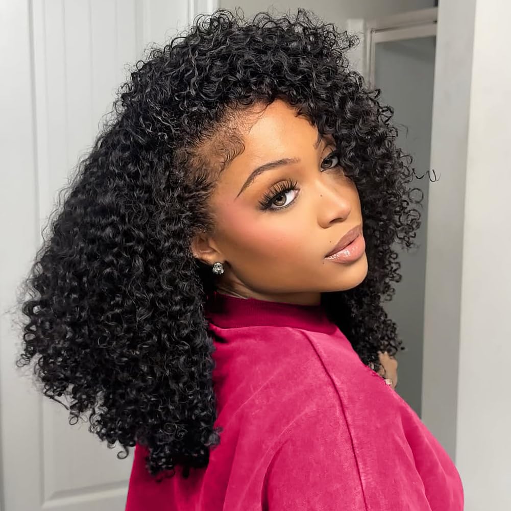 QUANDIAN Kinky Curly Half Wig 20-inch dense hair for natural volume and movement.