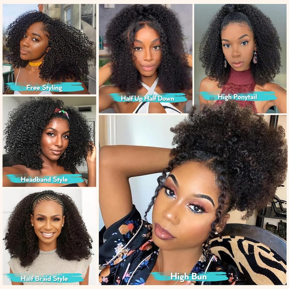 QUANDIAN Kinky Curly Half Wig flip-over style offers quick changes.