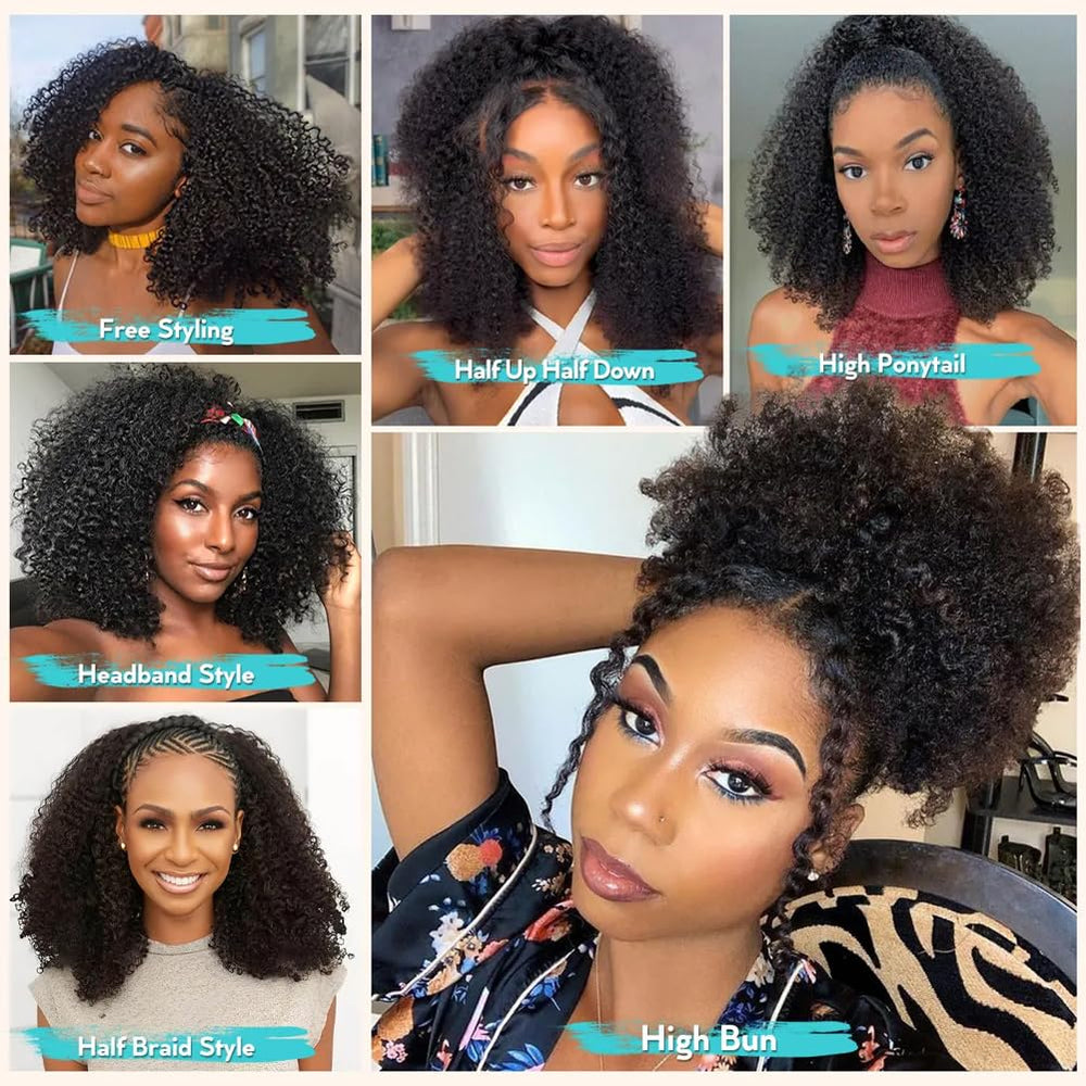 QUANDIAN Kinky Curly Half Wig flip-over style offers quick changes.