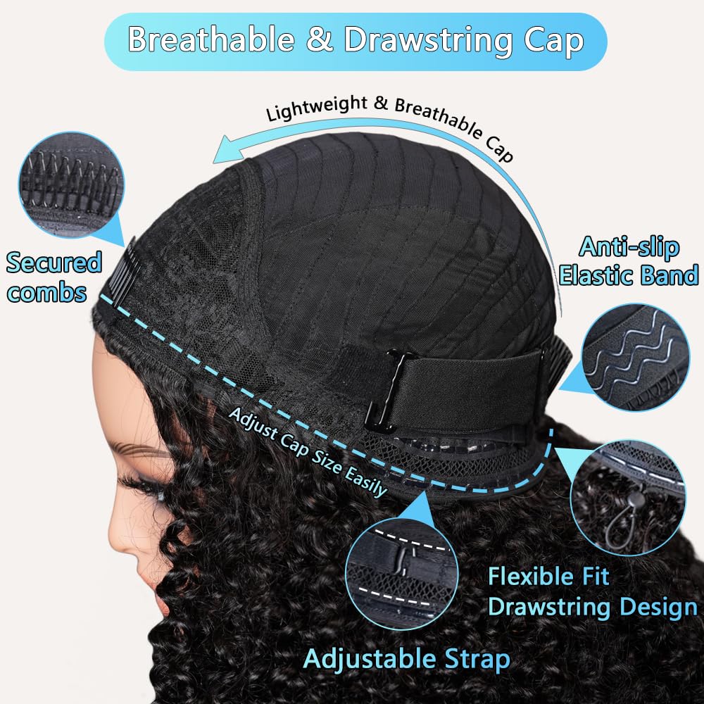 QUANDIAN Kinky Curly Half Wig headband style for protective, versatile looks.