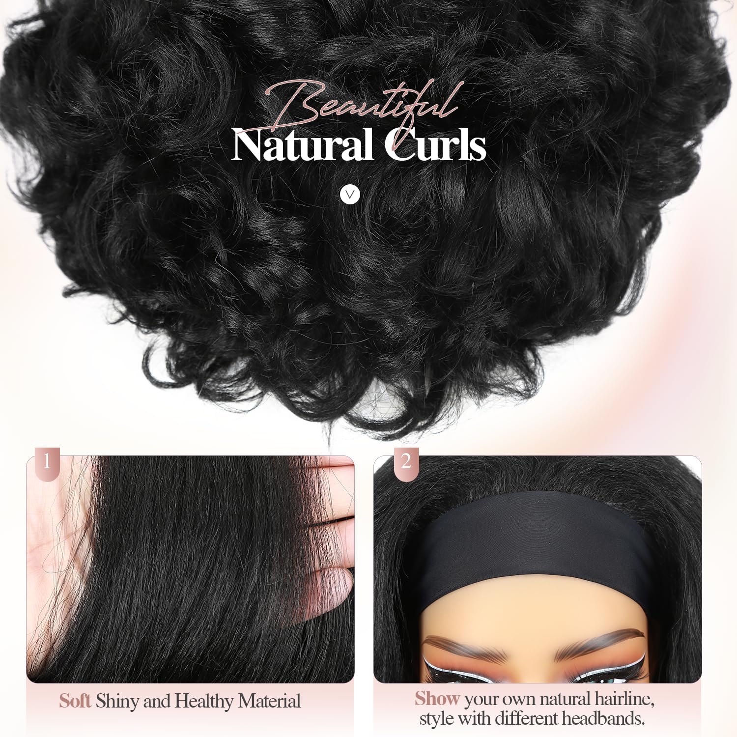 Quantum Love Headband Wig 26inch length for dramatic, flowy curls and glamorous everyday styling.