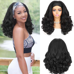 Quantum Love Yaki curly headband wig front view shows natural scalp and quick, seamless wear.