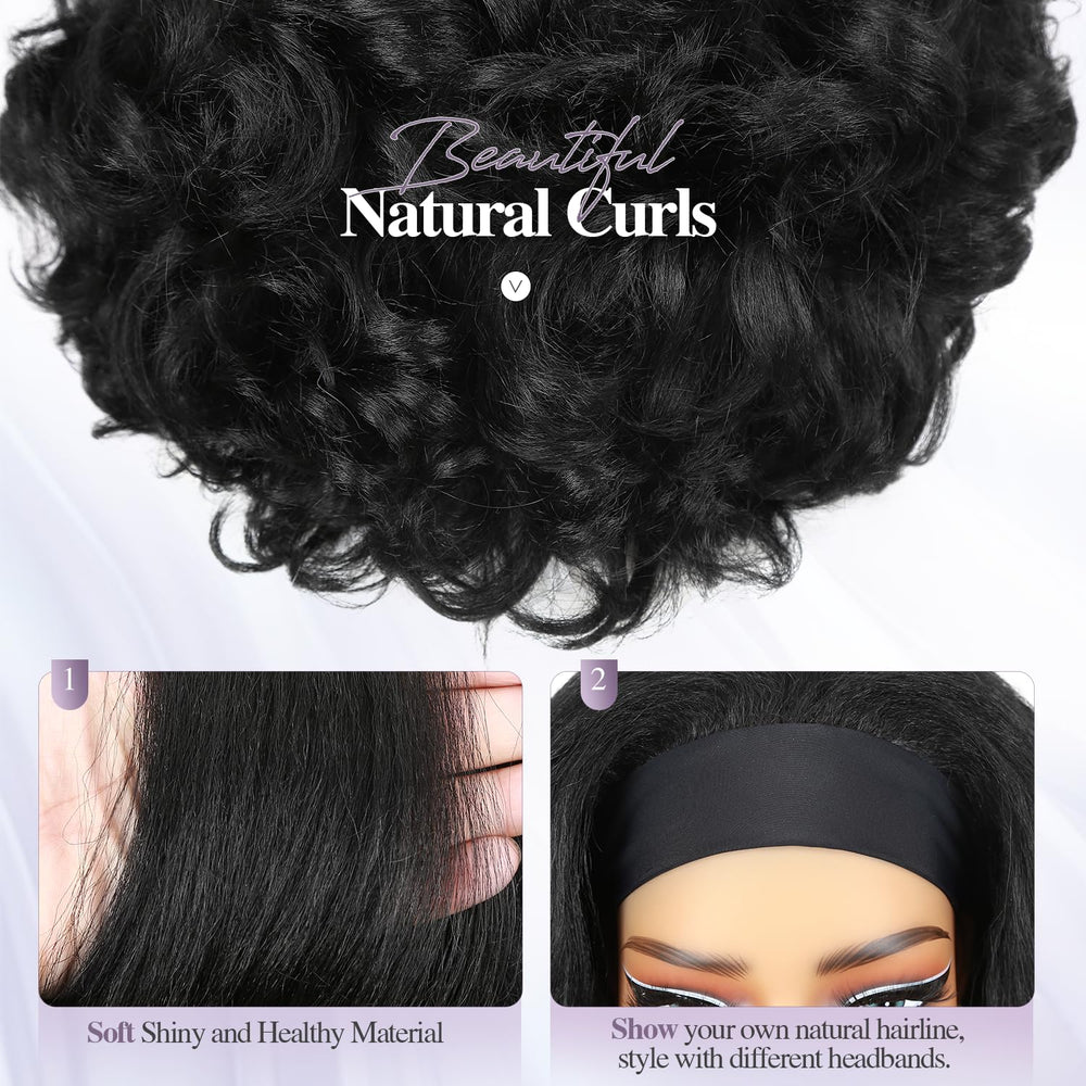 Quantum Love Yaki curly headband wig natural-look shot emphasizes realistic hairline.