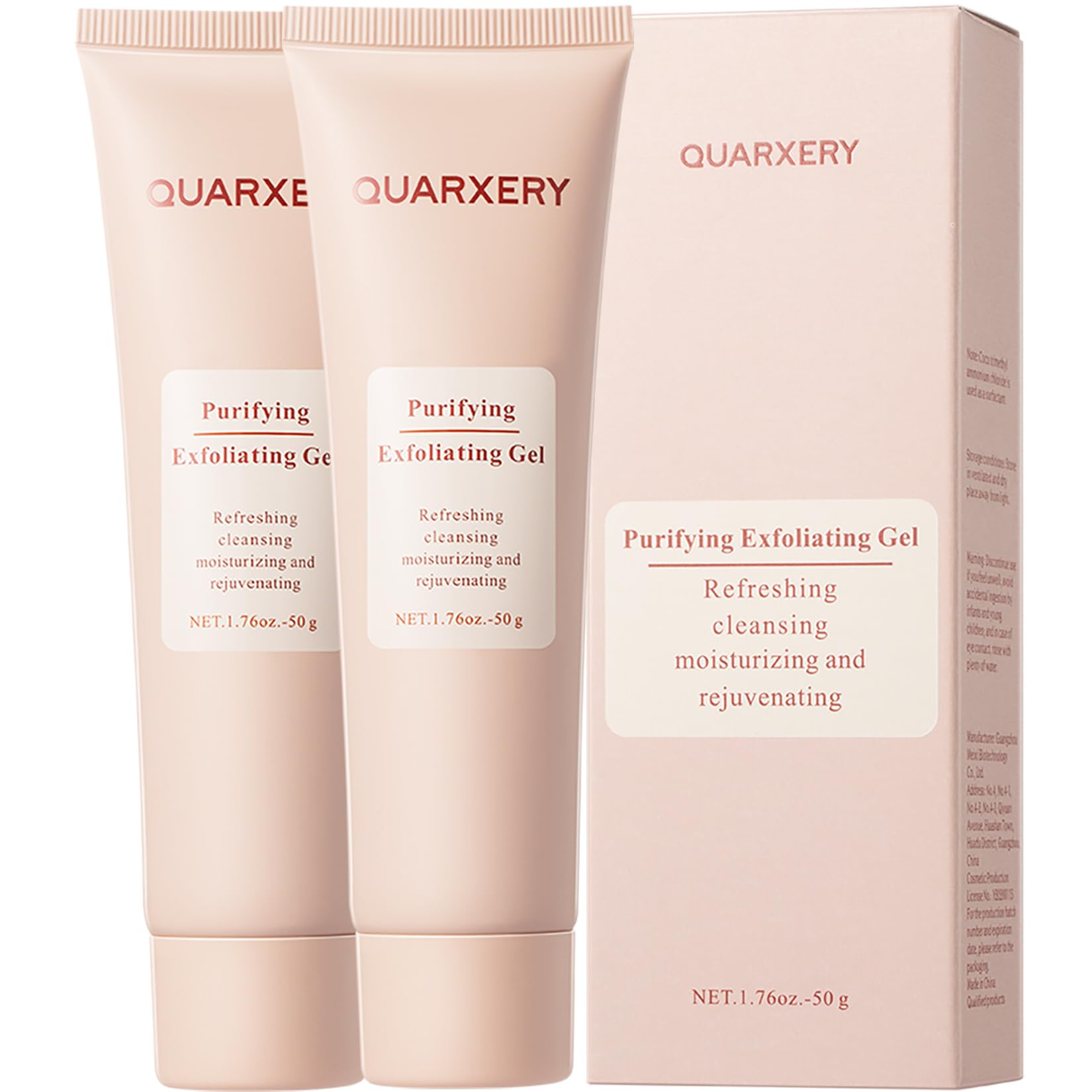 QUARXERY Purifying Exfoliating Gel 2pcs package for travel-friendly cleansing.