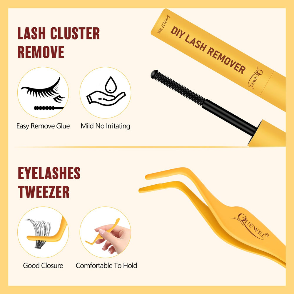 QUEWEL 5ml lash remover allows quick, residue-free cleanup after extensions