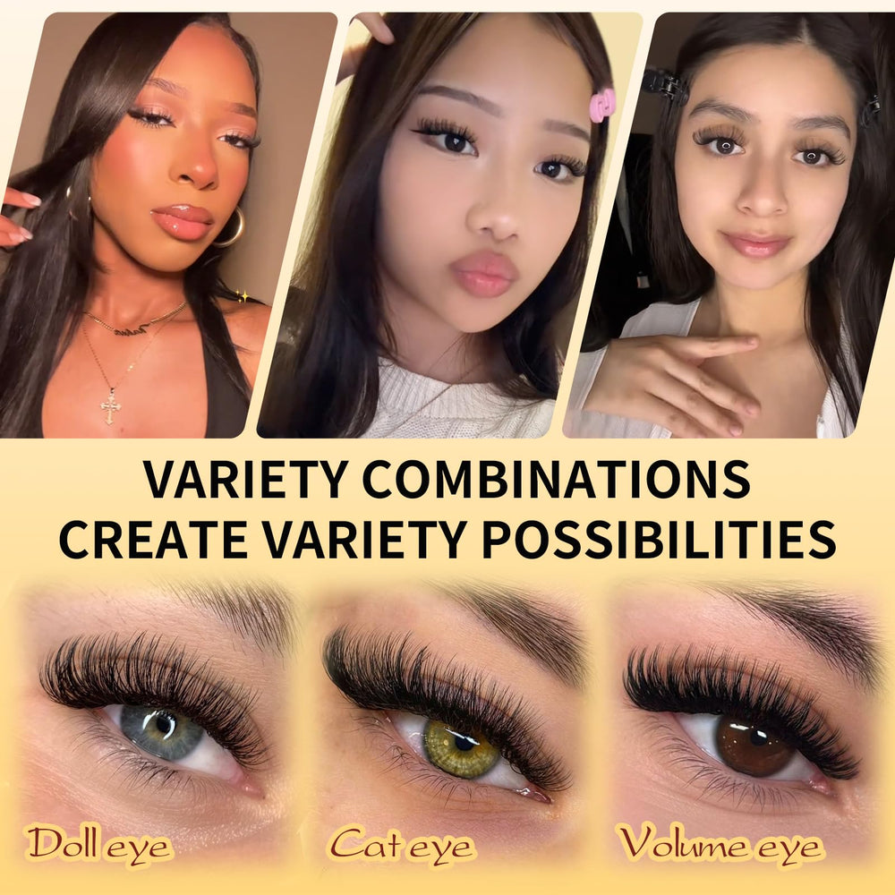 QUEWEL 9–16mm clusters enable natural, fluffy, or cat-eye lash styles