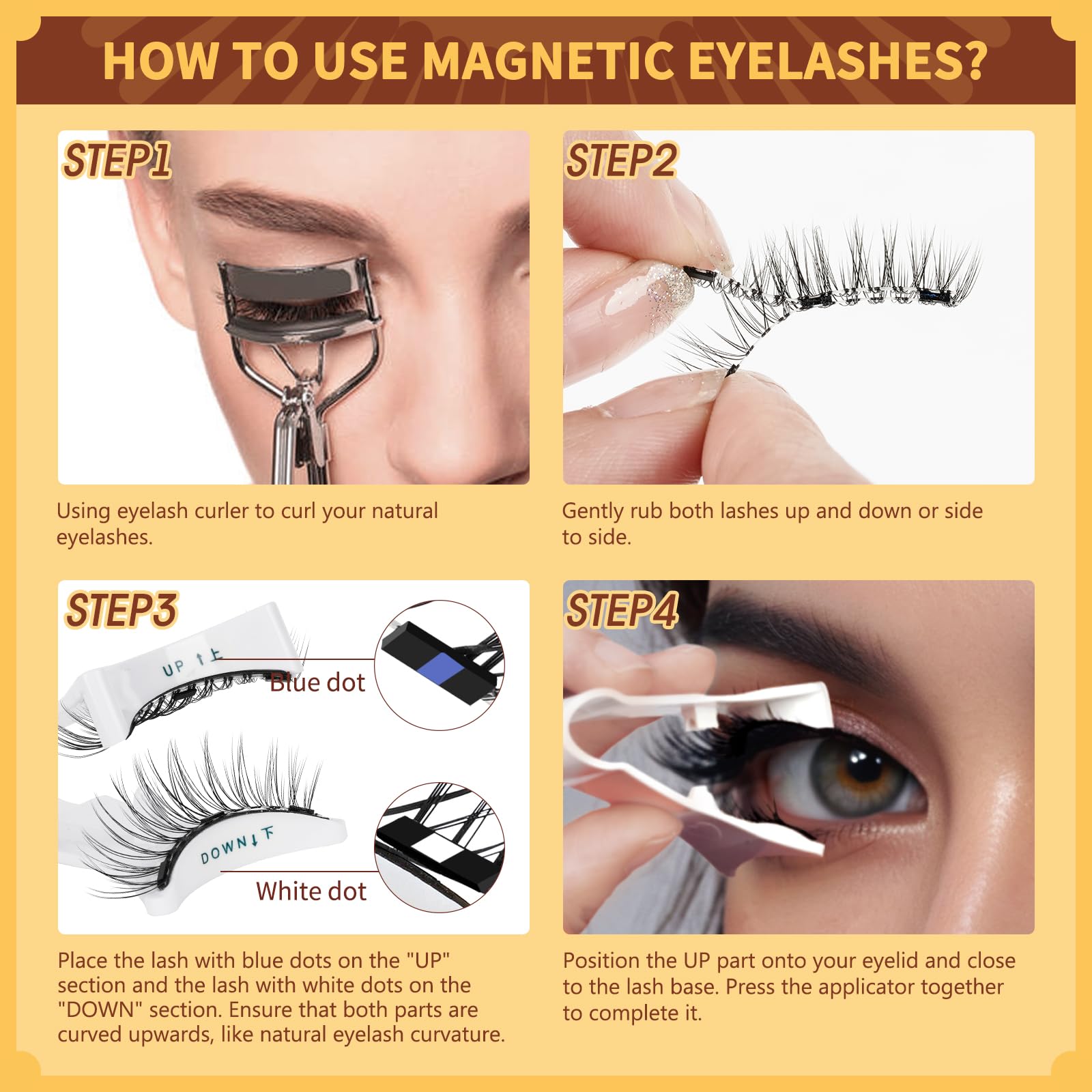 QUEWEL beginner-friendly steps showing easy alignment near lash roots