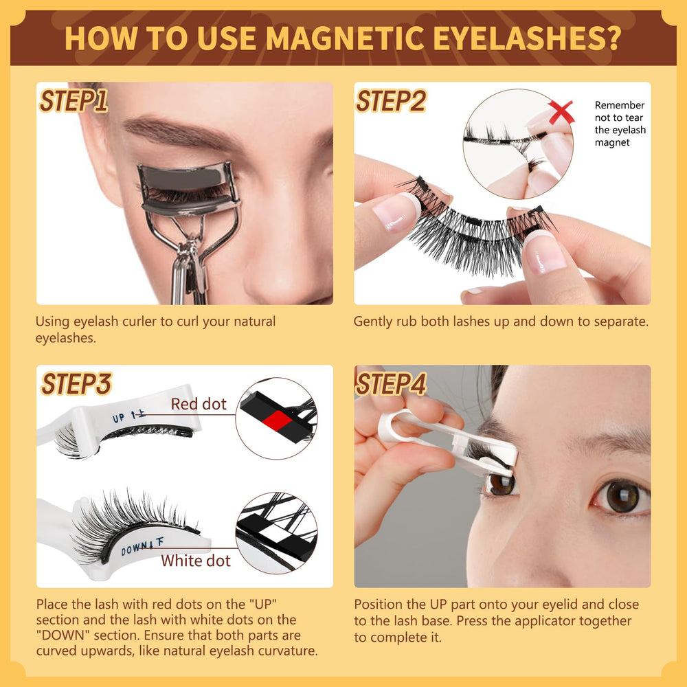 QUEWEL instruction sheet guiding beginners through glue free lash wear