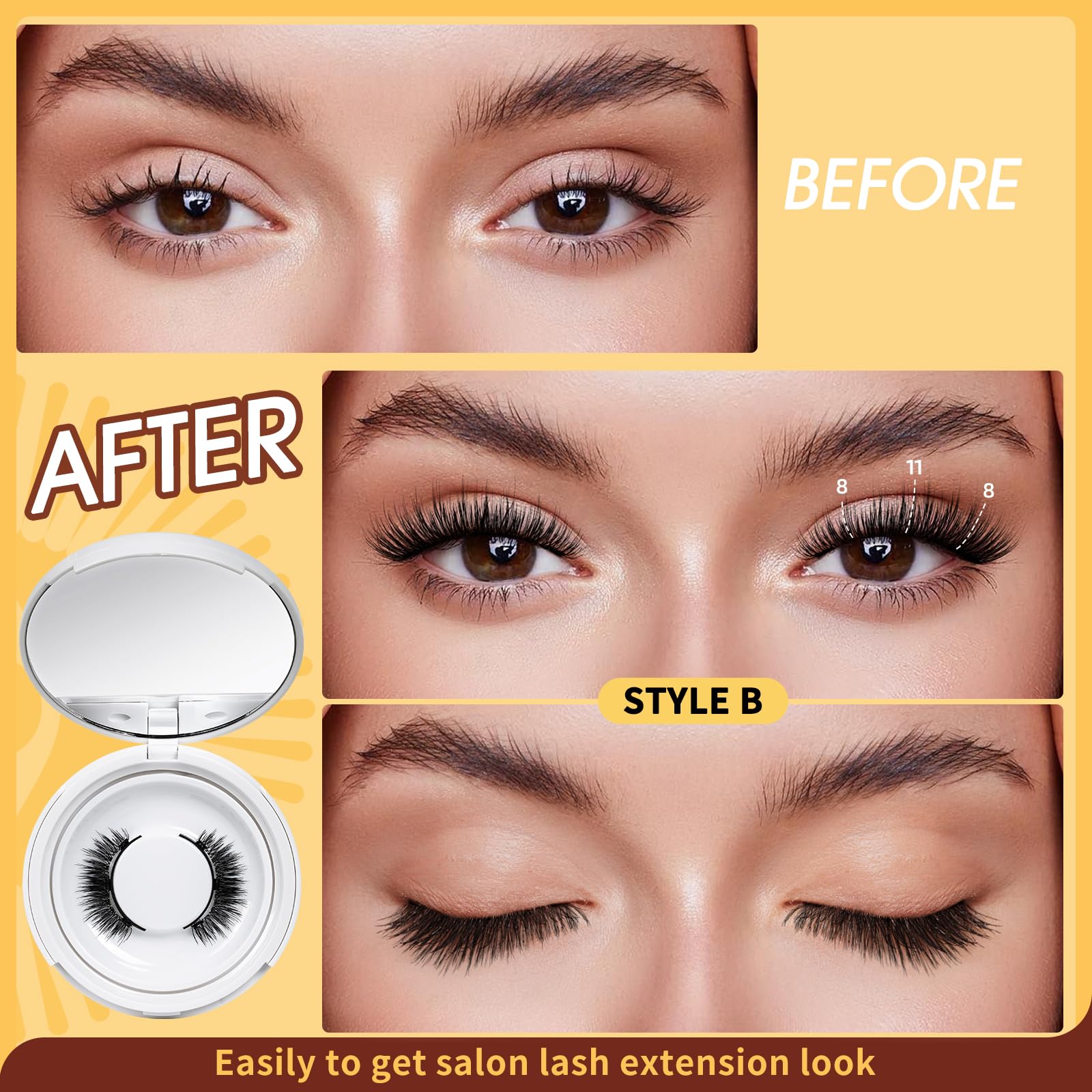 QUEWEL lightweight magnetic lashes worn for comfortable, barely there enhancement