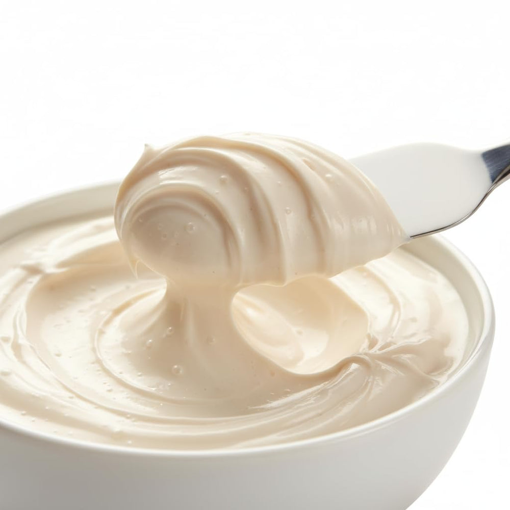 Queen Helene almond massage cream close-up reveals a silky, luxurious texture.