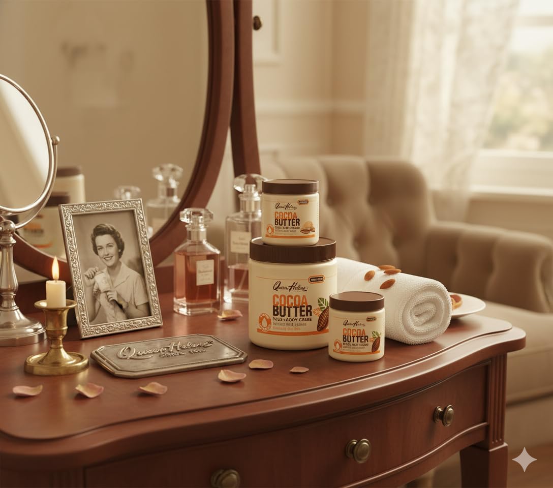 Queen Helene Cocoa Butter Creme hand-spread reveals luxurious consistency.
