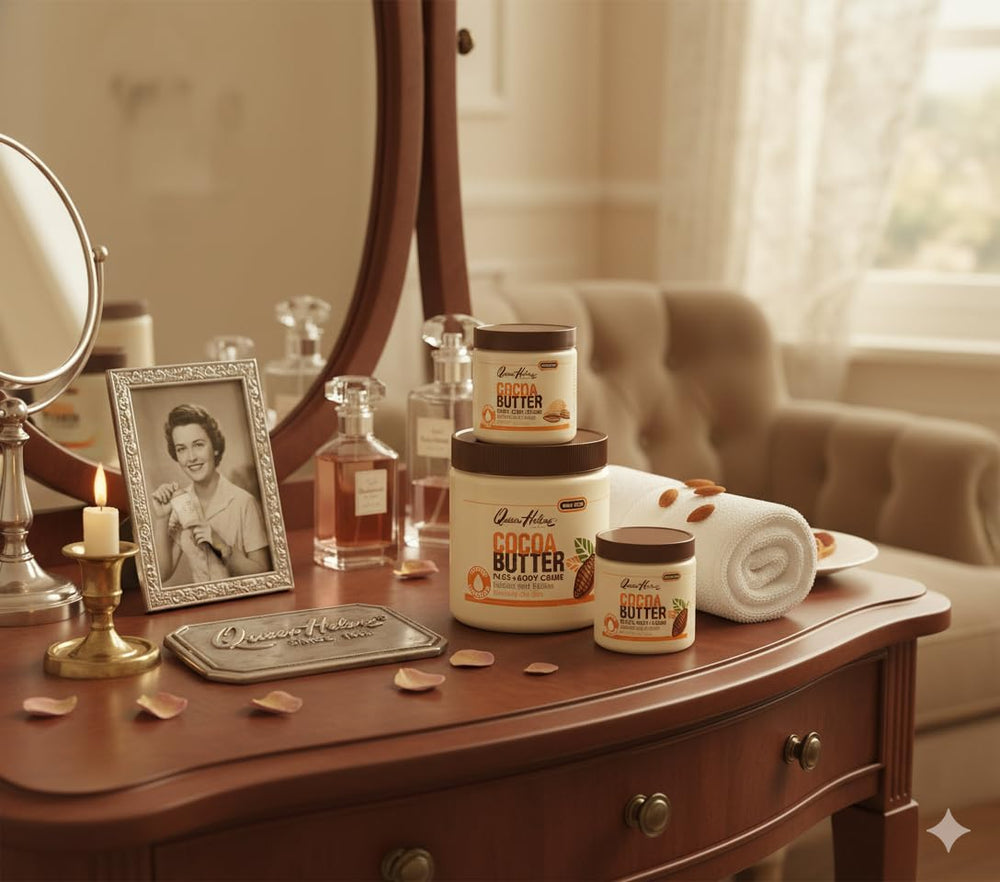 Queen Helene Cocoa Butter Creme hand-spread reveals luxurious consistency.