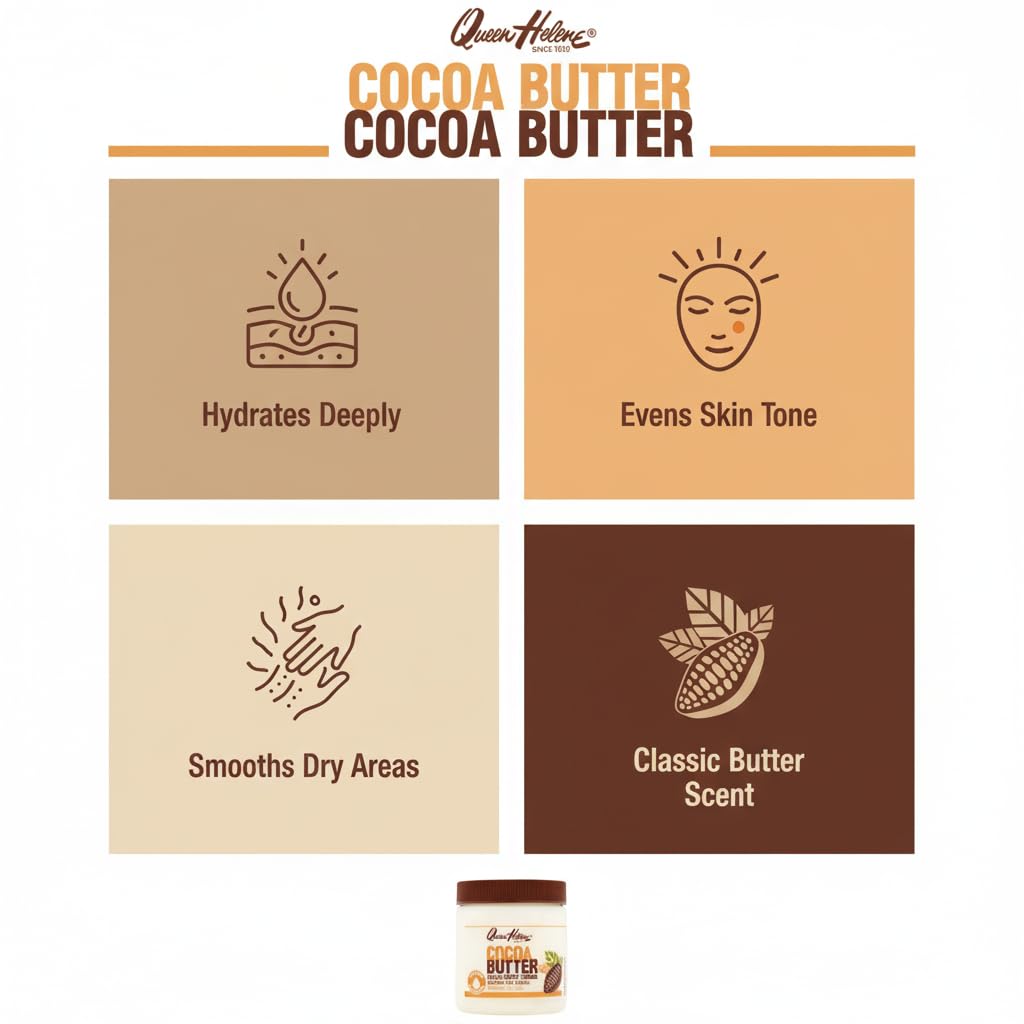 Queen Helene Cocoa Butter Creme on skin showing radiant conditioning.