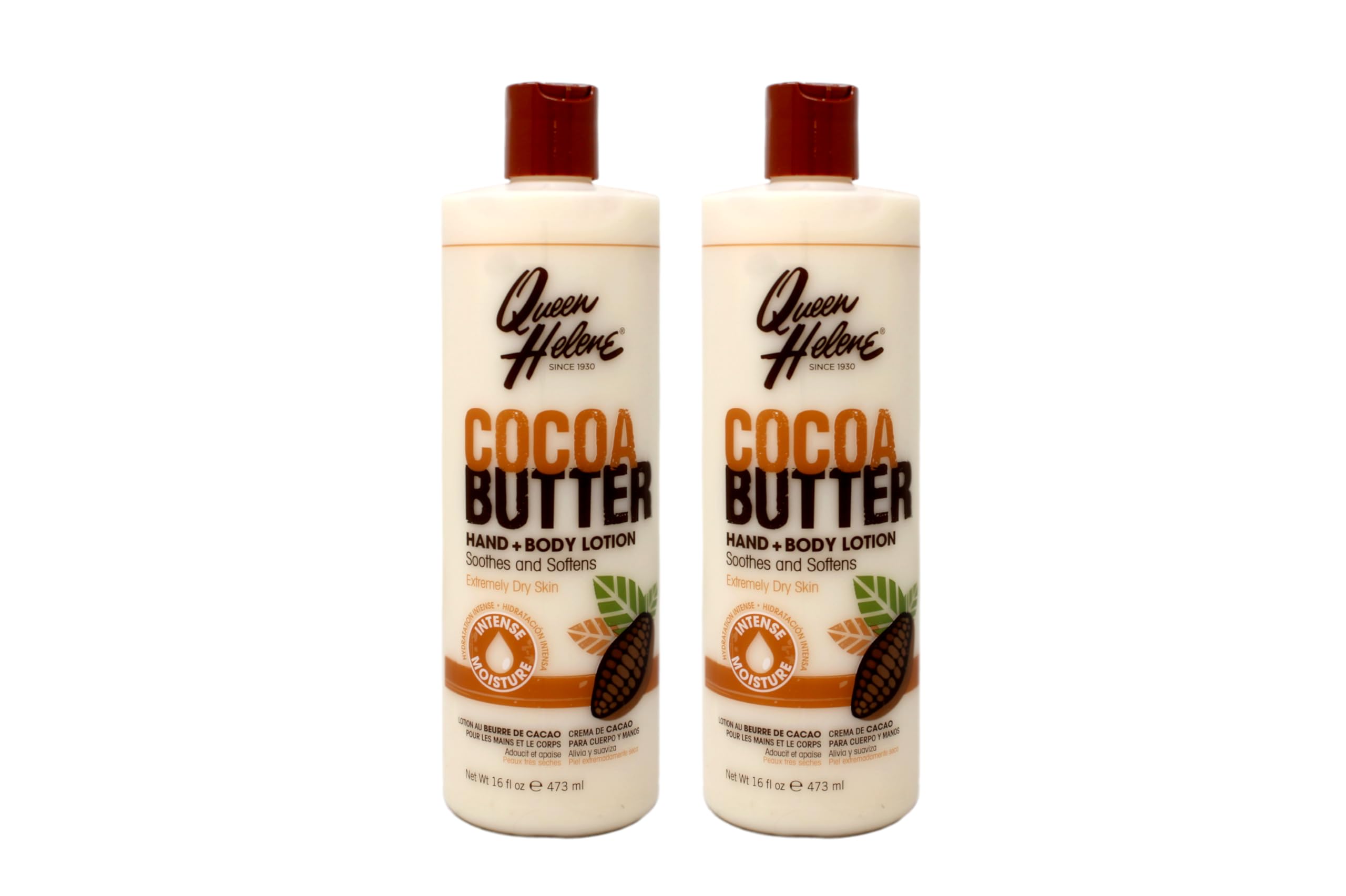 Queen Helene Cocoa Butter Hand & Body Lotion bottle for deep moisture and soft skin.
