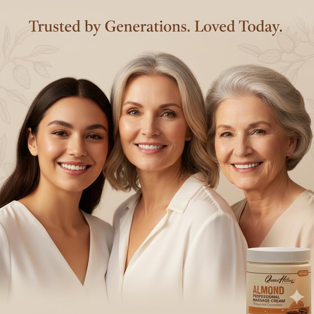 Queen Helene almond massage cream on spa table for professional use.