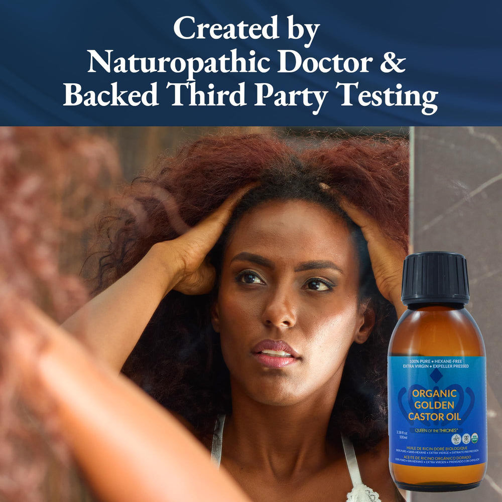 Queen of the Thrones Castor Oil conditioning skin, hair, nails, brows and lashes.