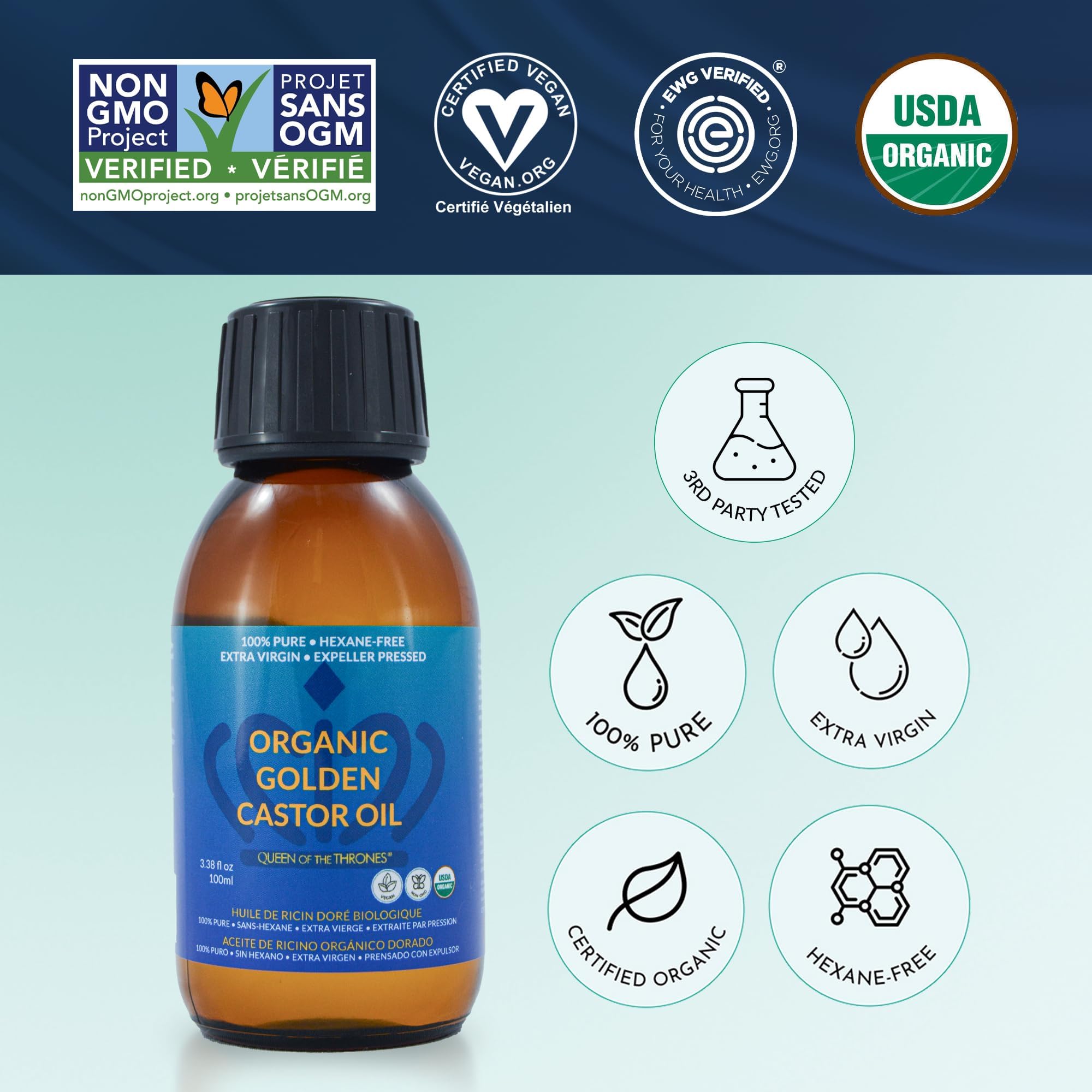 Queen of the Thrones organic oil for DIY masks and skin care rituals.
