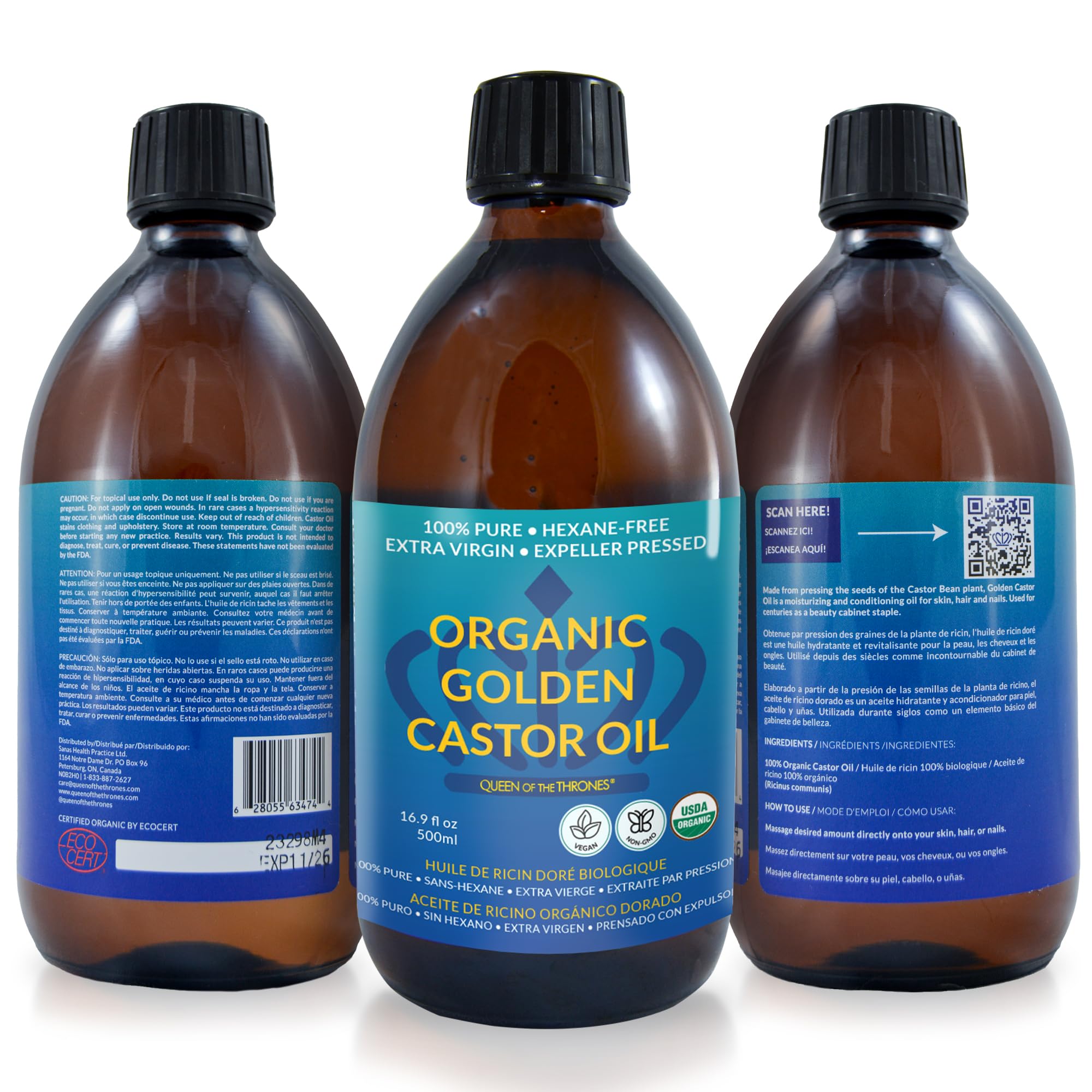 QUEEN OF THE THRONES hair mask and nail care companion shown in a bottle.