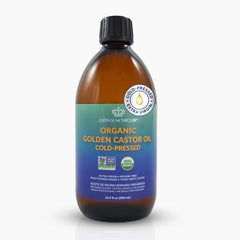 QUEEN OF THE THRONES organic golden castor oil bottle for pure hair and skin nourishment.