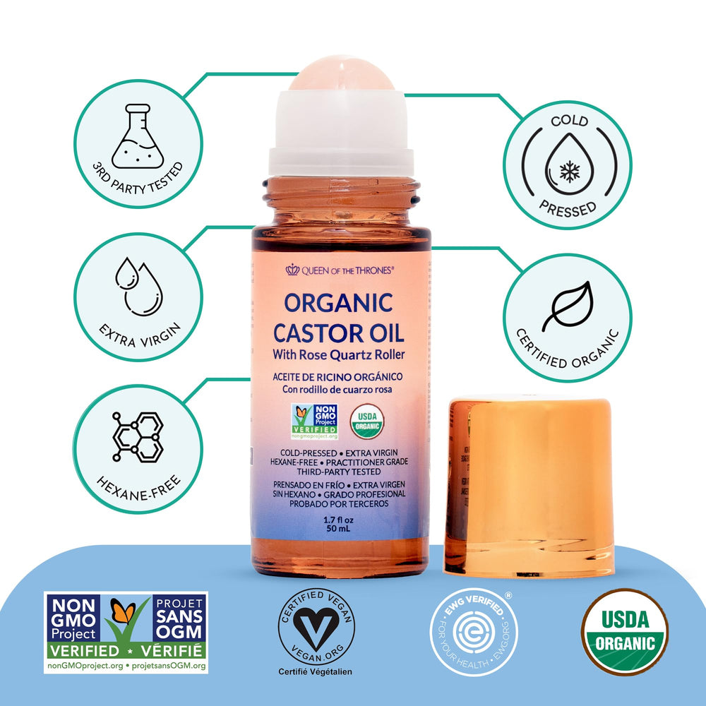 Queen of the Thrones rose quartz roller provides calming facial care.