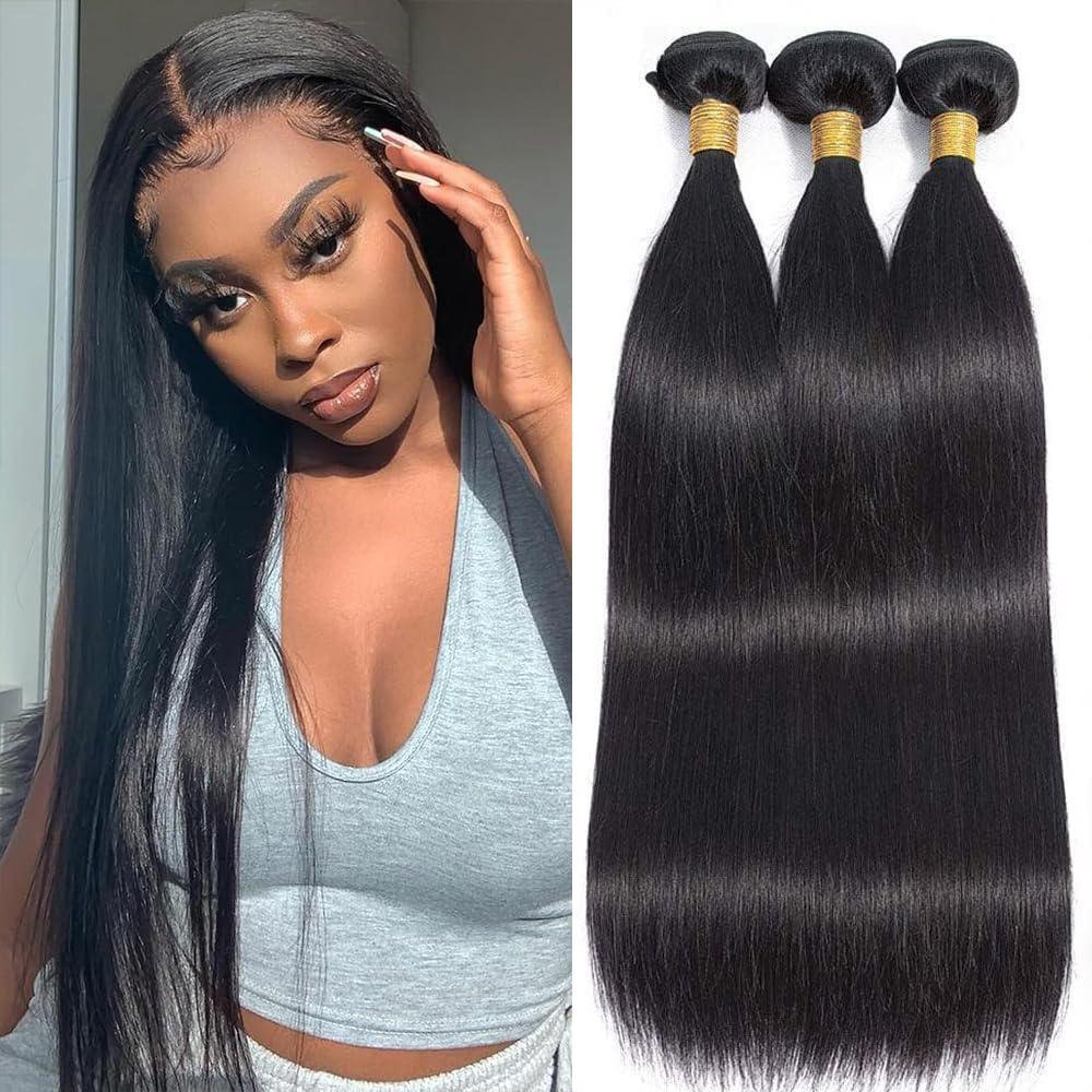 Queenset straight bundles 12inch close-up natural Brazilian hair for seamless blending