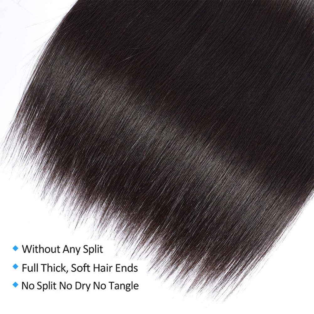 Queenset straight bundles natural black color sample for realistic look
