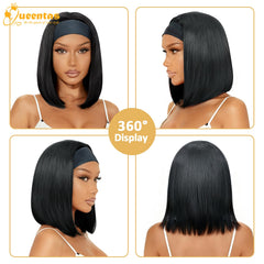 QUEENTAS glueless headband wig breathable net offers comfortable all-day wear.