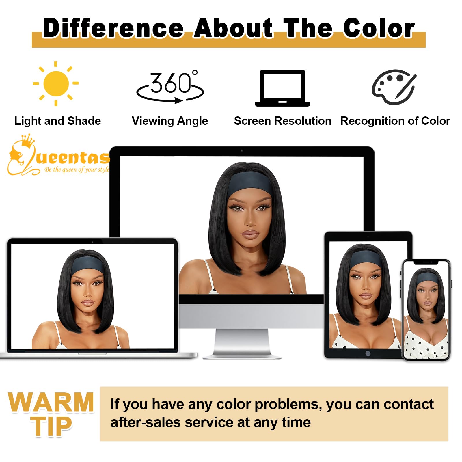 QUEENTAS ponytail/bun-friendly wig supports versatile styling options.