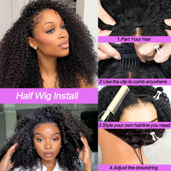 Querary glueless half wig invisible hairline close-up demonstrates undetectable transition.