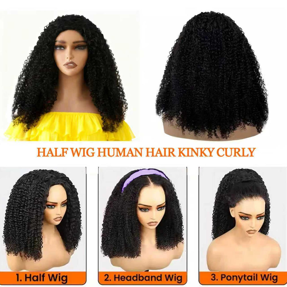 Querary half-wig flip-over 3-in-1 design for versatile styling without adhesives.