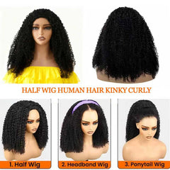 Querary half-wig flip-over 3-in-1 design for versatile styling without adhesives.