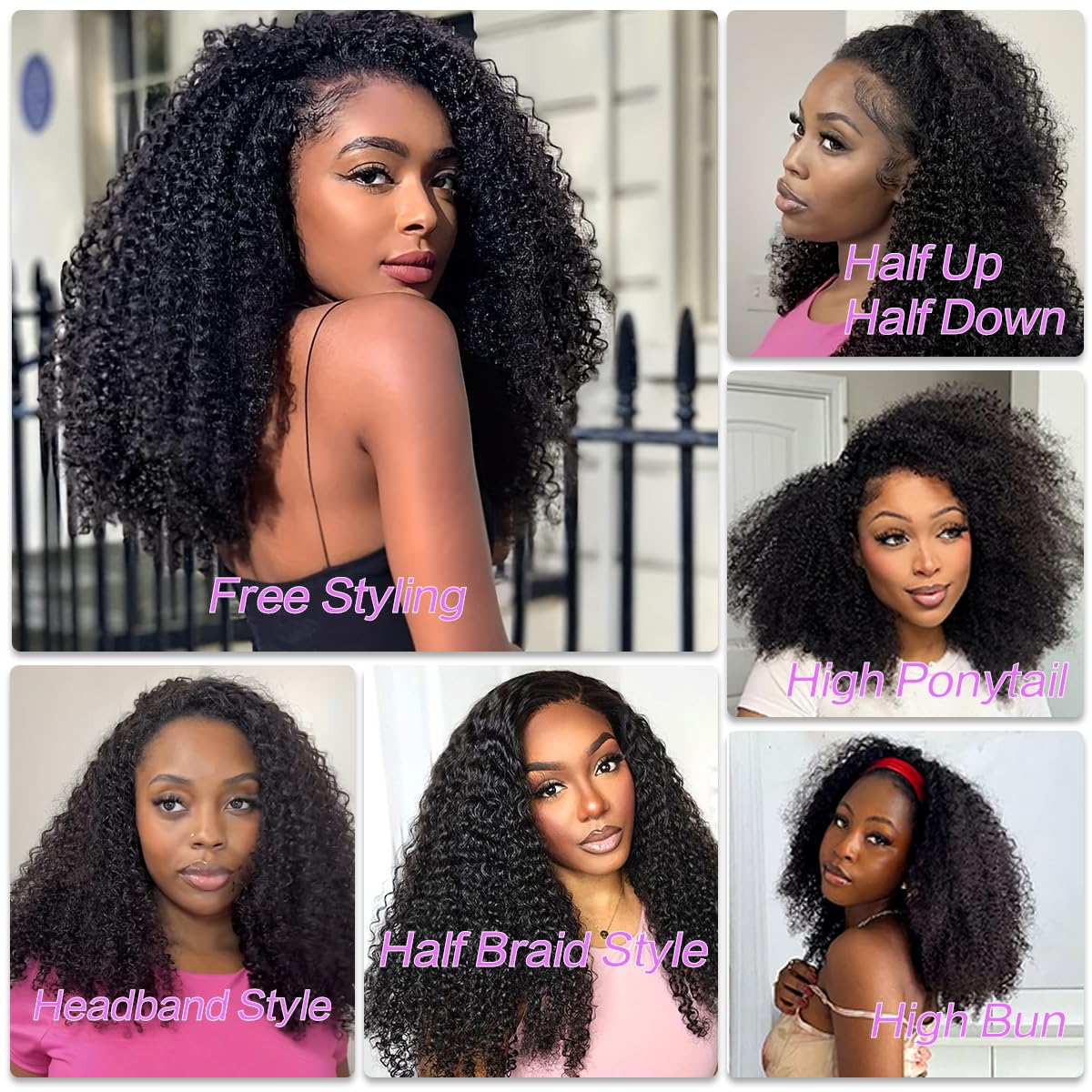 Querary kinky-curly movement and bounce in 20inch wig for realistic style.