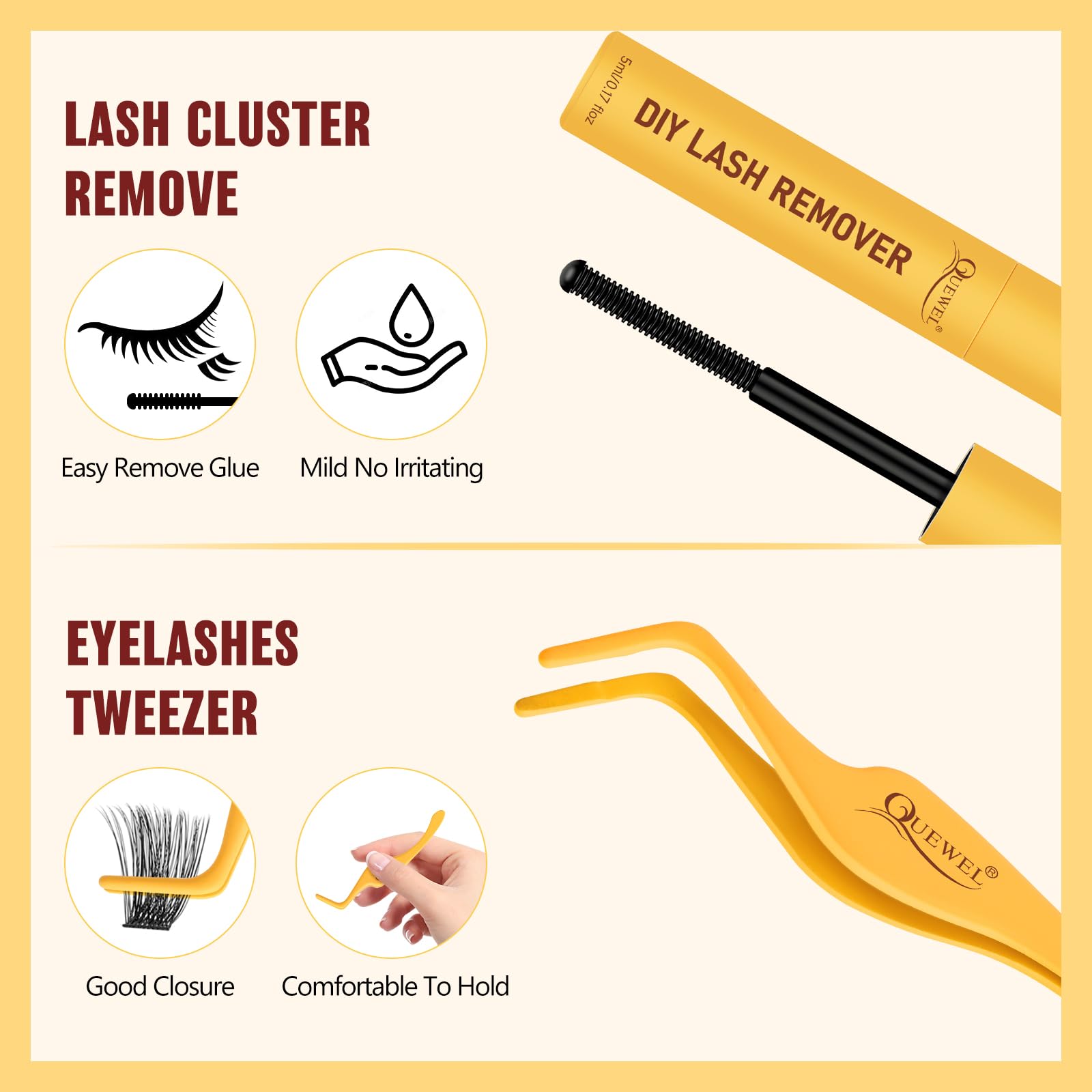 QUEWEL beginner-friendly kit overview showcasing complete tools for DIY lashes
