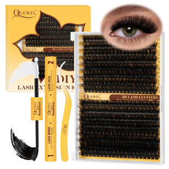 QUEWEL Lash Clusters Kit with 320pcs 80D+100D for at-home DIY lash extensions