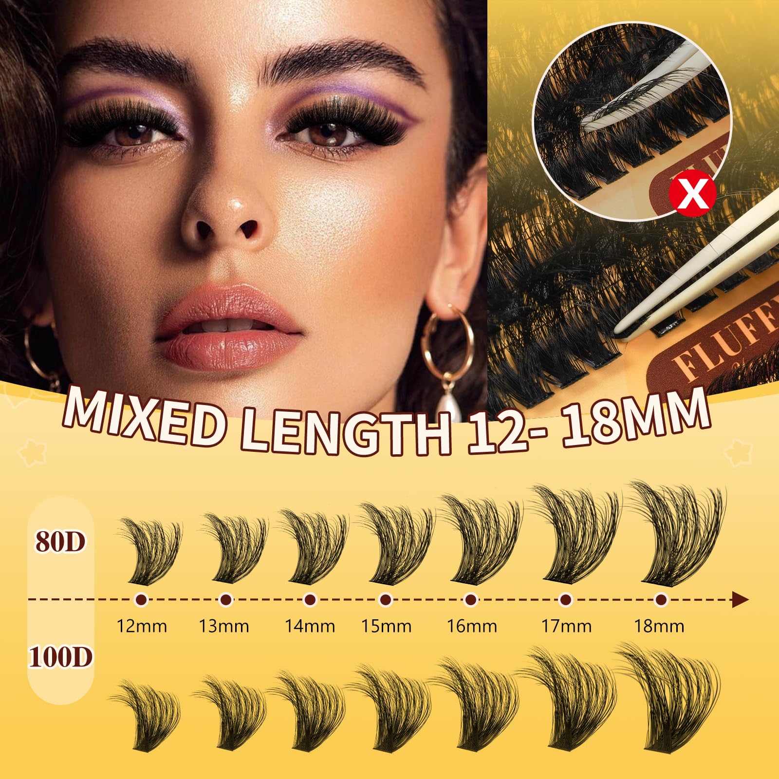 QUEWEL Lash Clusters Tweezers with non-stick coating for precise application