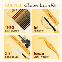 QUEWEL mixed-length lash clusters 8-16 for versatile natural or dramatic styles