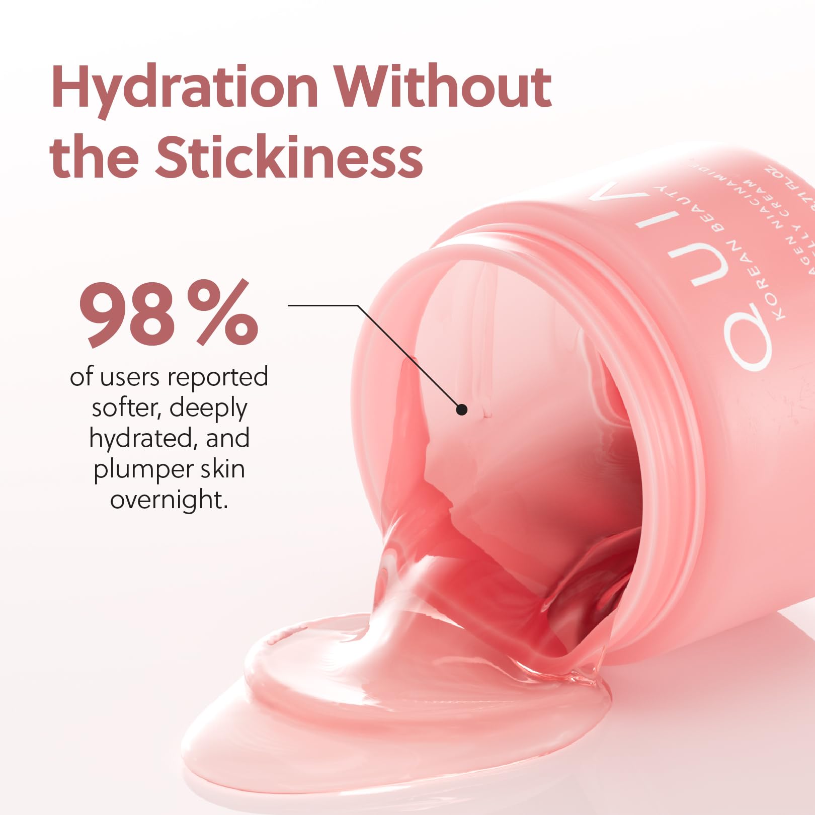 QUIA Collagen Jelly Cream ingredient panel highlights niacinamide and peptides
