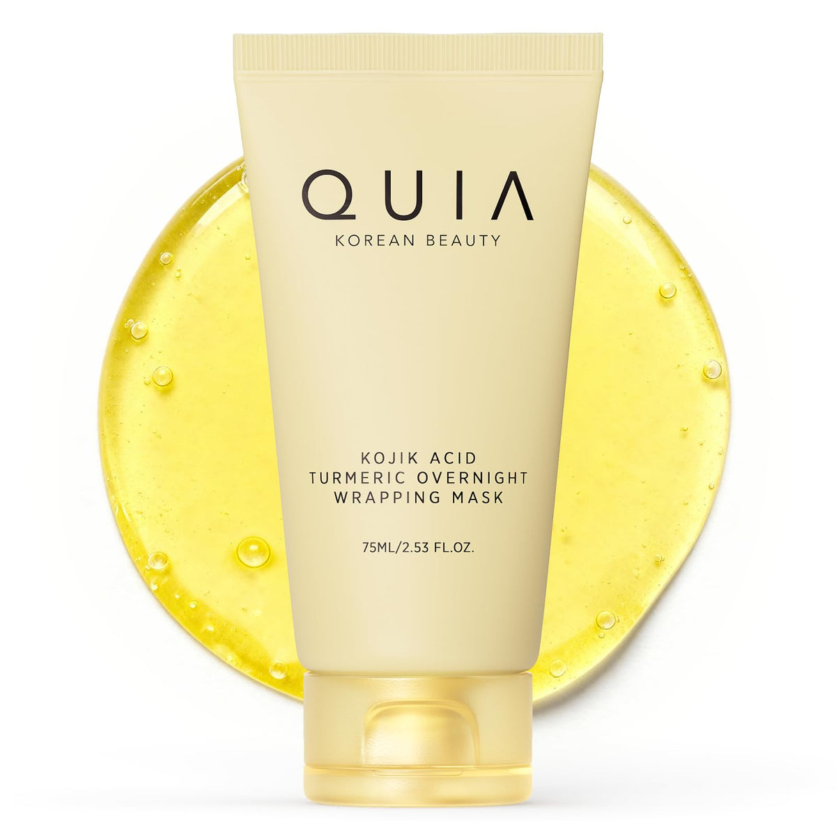 QUIA Beauty Turmeric Kojic Overnight Wrap Pack ready for night use to promote even tone.