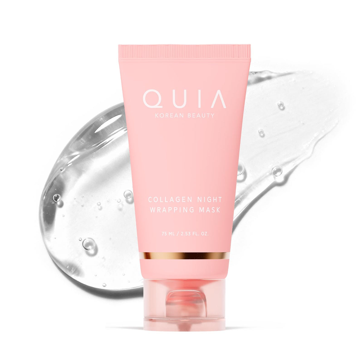 QUIA Collagen Wrapping Mask packshot with premium packaging and clinical-grade formula.