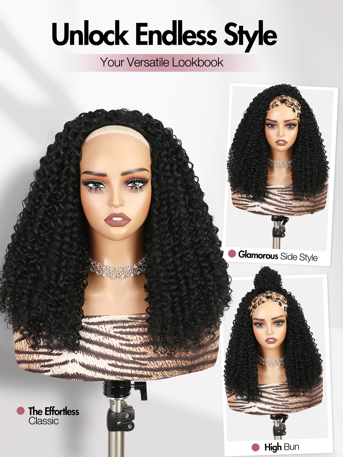 Quickwig Curly Half Wig 16-Inch Length adds length and bounce.