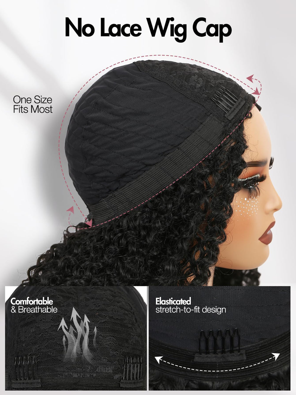 Quickwig Curly Half Wig 3in1 Multi-Look versatility for quick style changes.