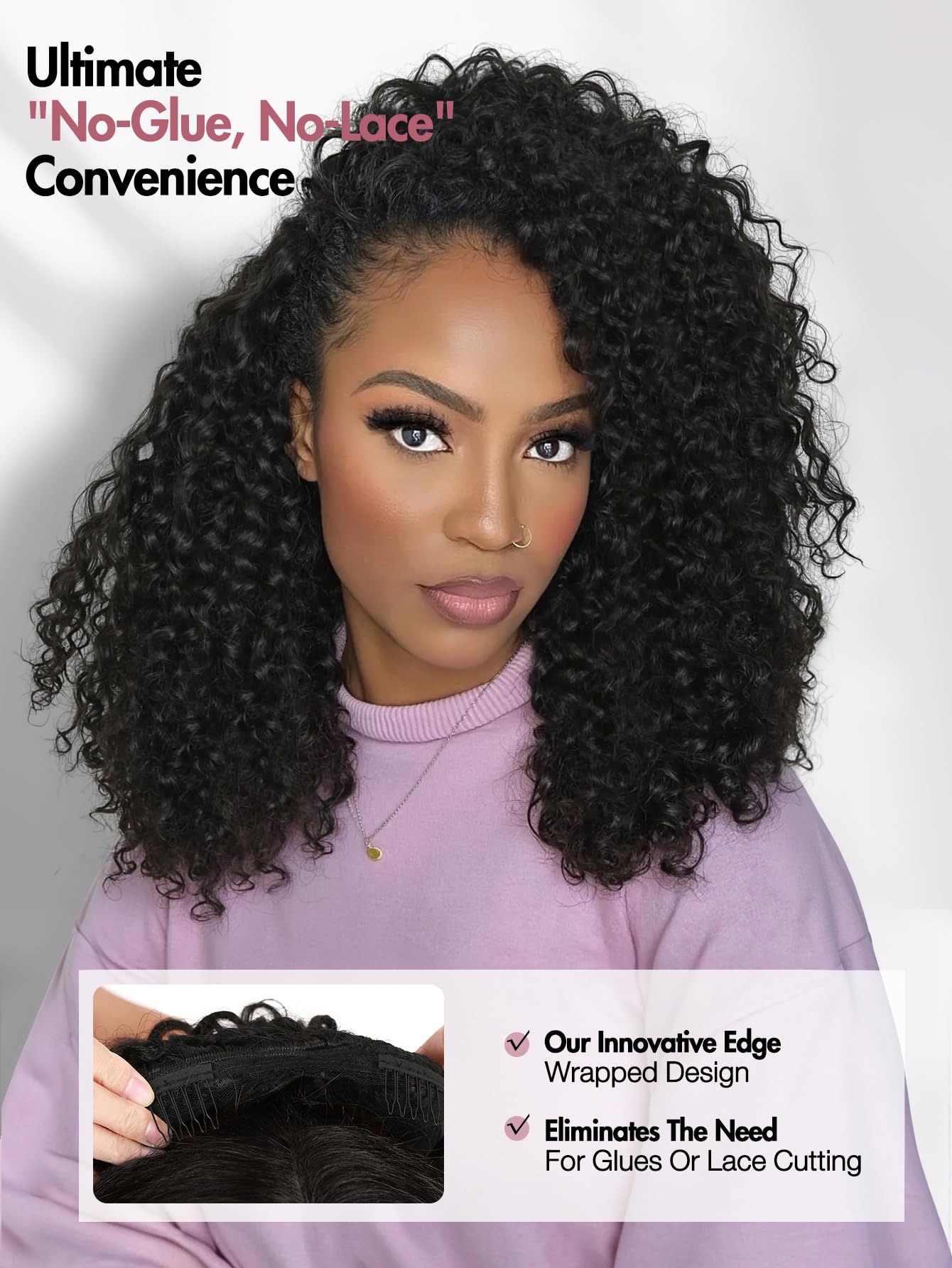 Quickwig Curly Half Wig Breathable Cap delivers all-day lightweight comfort.