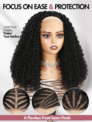 Quickwig Curly Half Wig High Pony-Tail effect reveals easy updo for busy days.