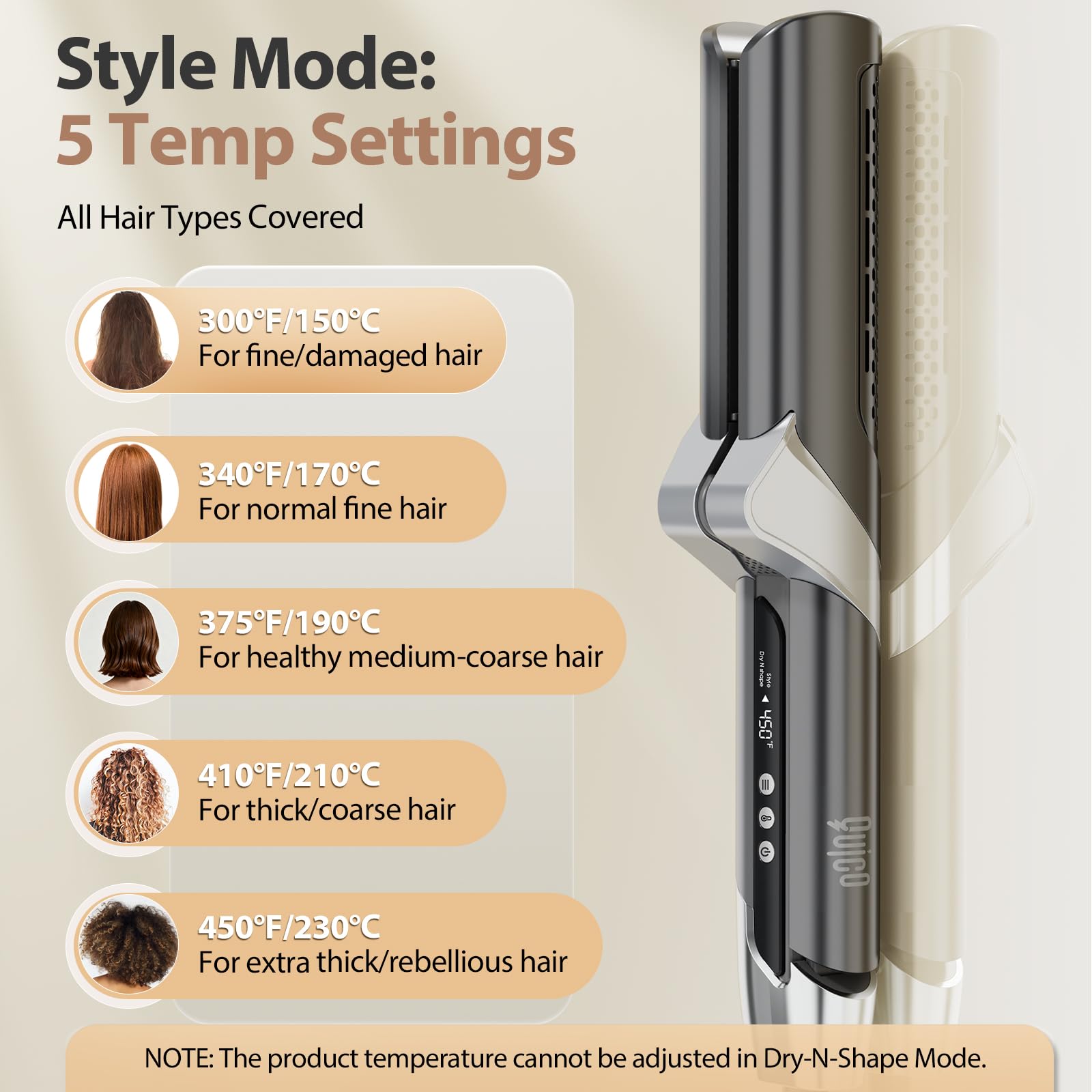 Quico five temperature settings showcase precise heat control